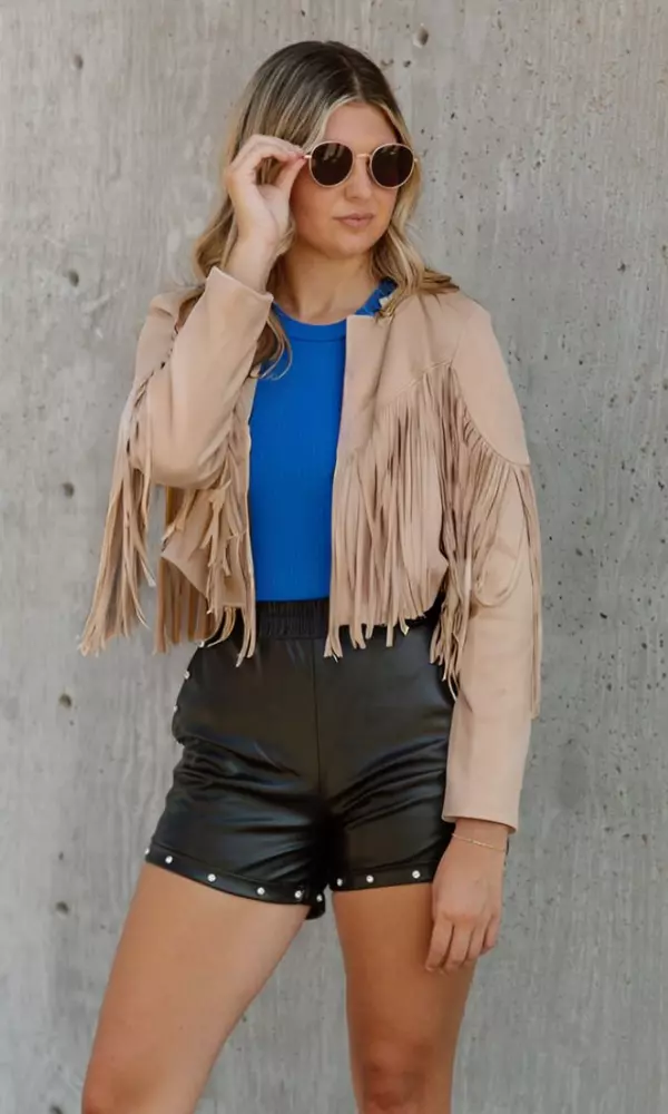 leather shorts outfit